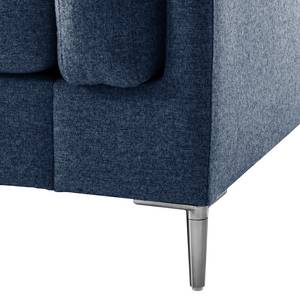 Ecksofa COSO Classic+ mit Longchair Webstoff - Webstoff Inze: Blau - Breite: 246 cm - Longchair davorstehend links - Chrom glänzend