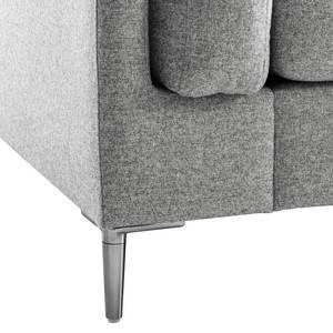 Hoekbank COSO Classic+ met Longchair geweven stof - Geweven stof Inze: Lichtgrijs - Breedte: 246 cm - Longchair vooraanzicht rechts - Chroomkleurig glanzend