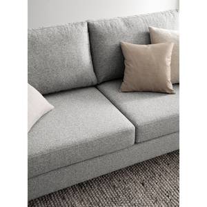 Ecksofa COSO Classic+ mit Longchair Webstoff - Webstoff Inze: Hellgrau - Breite: 246 cm - Longchair davorstehend rechts - Chrom glänzend