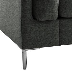 Ecksofa COSO Classic+ mit Longchair Webstoff - Webstoff Inze: Dunkelgrau - Breite: 287 cm - Longchair davorstehend rechts - Chrom glänzend