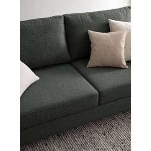 Ecksofa COSO Classic+ mit Longchair Webstoff - Webstoff Inze: Dunkelgrau - Breite: 287 cm - Longchair davorstehend rechts - Chrom glänzend