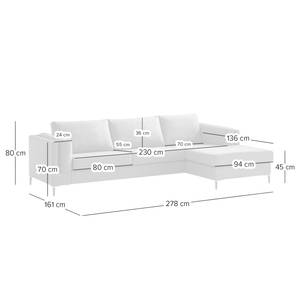 Ecksofa COSO Classic+ mit Longchair Webstoff - Webstoff Inze: Dunkelgrau - Breite: 287 cm - Longchair davorstehend rechts - Chrom glänzend