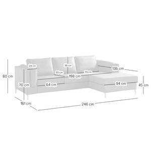 Ecksofa COSO Classic+ mit Longchair Echtleder - Echtleder Taru: Hellbraun - Breite: 246 cm - Longchair davorstehend rechts - Chrom glänzend