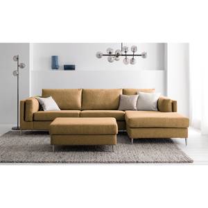 Ecksofa COSO Classic+ mit Longchair Webstoff - Webstoff Inze: Hellbraun - Breite: 287 cm - Longchair davorstehend rechts - Chrom glänzend