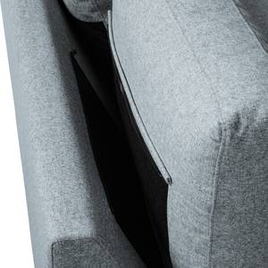 Canapé d’angle COSO Classic+ ottomane Tissu - Tissu Inze: Gris bleu - Largeur : 245 cm - Méridienne longue à gauche (vue de face) - Sans fonction - Chrome brillant