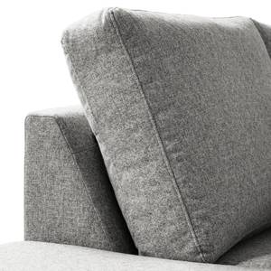 Ecksofa COSO Classic+ mit Ottomane Webstoff - Webstoff Inze: Hellgrau - Breite: 245 cm - Ottomane davorstehend links - Bettkasten - Chrom glänzend