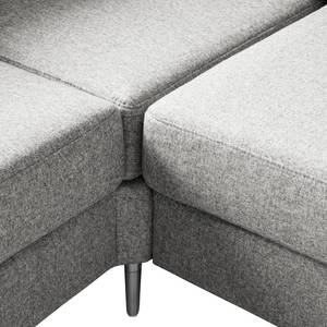 Ecksofa COSO Classic+ mit Ottomane Webstoff - Webstoff Inze: Hellgrau - Breite: 245 cm - Ottomane davorstehend links - Bettkasten - Chrom glänzend