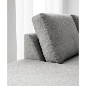 Ecksofa COSO Classic+ mit Ottomane Webstoff - Webstoff Inze: Hellgrau - Breite: 245 cm - Ottomane davorstehend links - Bettkasten - Chrom glänzend