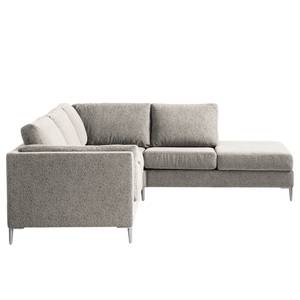 Ecksofa COSO Classic+ mit Ottomane Webstoff - Chenille Rufi: Beige - Breite: 245 cm - Ottomane davorstehend rechts - Bettkasten - Chrom glänzend