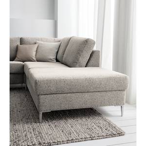 Ecksofa COSO Classic+ mit Ottomane Webstoff - Chenille Rufi: Beige - Breite: 245 cm - Ottomane davorstehend rechts - Bettkasten - Chrom glänzend