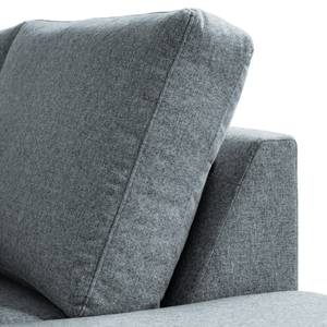 Ecksofa COSO Classic+ mit Ottomane Webstoff - Webstoff Inze: Graublau - Breite: 245 cm - Ottomane davorstehend rechts - Bettkasten - Chrom glänzend