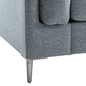 Ecksofa COSO Classic+ mit Ottomane Webstoff - Webstoff Inze: Graublau - Breite: 245 cm - Ottomane davorstehend rechts - Bettkasten - Chrom glänzend