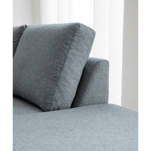 Ecksofa COSO Classic+ mit Ottomane Webstoff - Webstoff Inze: Graublau - Breite: 245 cm - Ottomane davorstehend rechts - Bettkasten - Chrom glänzend