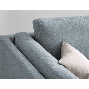 Ecksofa COSO Classic+ mit Ottomane Webstoff - Webstoff Inze: Graublau - Breite: 245 cm - Ottomane davorstehend rechts - Bettkasten - Chrom glänzend