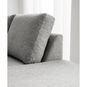 Ecksofa COSO Classic+ mit Ottomane Webstoff - Webstoff Inze: Hellgrau - Breite: 245 cm - Ottomane davorstehend rechts - Bettkasten - Chrom glänzend