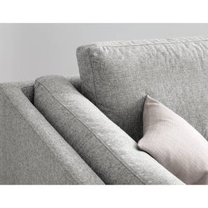 Canapé d’angle COSO Classic+ ottomane Tissu - Tissu Inze: Gris clair - Largeur : 245 cm - Méridienne longue à droite (vue de face) - Coffre de lit - Chrome brillant