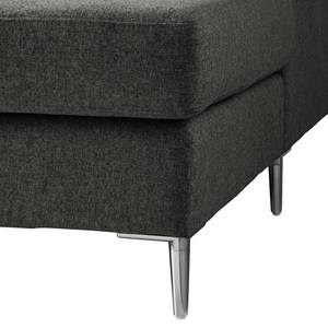 Ecksofa COSO Classic+ mit Ottomane Webstoff - Webstoff Inze: Dunkelgrau - Breite: 311 cm - Ottomane davorstehend links - Keine Funktion - Chrom glänzend