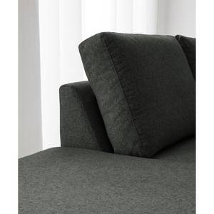 Ecksofa COSO Classic+ mit Ottomane Webstoff - Webstoff Inze: Dunkelgrau - Breite: 311 cm - Ottomane davorstehend links - Keine Funktion - Chrom glänzend