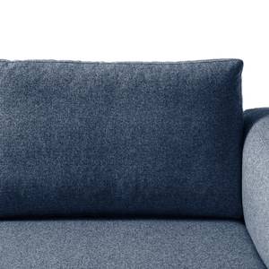 Wohnlandschaft COSO Classic+ Webstoff - Webstoff Inze: Blau - Longchair davorstehend rechts / Ottomane links - Bettkasten - Chrom glänzend