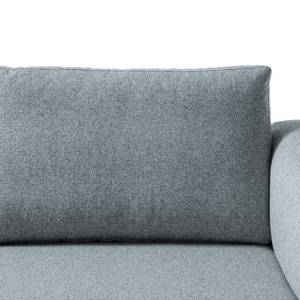 Wohnlandschaft COSO Classic+ Webstoff - Webstoff Inze: Graublau - Longchair davorstehend rechts / Ottomane links - Bettkasten - Chrom glänzend