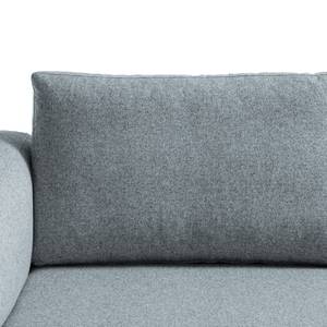 Wohnlandschaft COSO Classic+ Webstoff - Webstoff Inze: Graublau - Longchair davorstehend links / Ottomane rechts - Bettkasten - Chrom glänzend