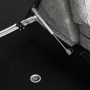Wohnlandschaft COSO Classic+ Webstoff - Webstoff Inze: Hellgrau - Longchair davorstehend rechts / Ottomane links - Bettkasten - Chrom glänzend