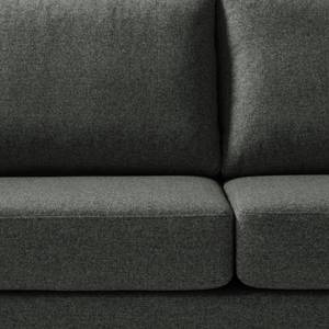 Canapé panoramique COSO Classic+ Tissu - Tissu Inze: Gris foncé - Méridienne courte à droite / longue à gauche (vue de face) - Coffre de lit - Chrome brillant