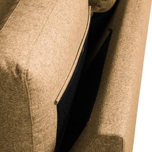 Canapé panoramique COSO Classic+ Tissu - Tissu Inze: Marron clair - Méridienne courte à gauche / longue à droite (vue de face) - Coffre de lit - Chrome brillant