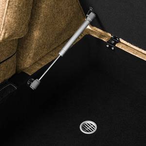 Wohnlandschaft COSO Classic+ Webstoff - Webstoff Inze: Hellbraun - Longchair davorstehend links / Ottomane rechts - Bettkasten - Chrom glänzend