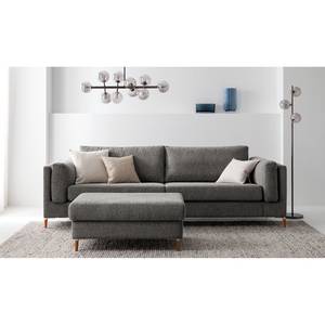 3-Sitzer Sofa COSO Classic+ Webstoff - Chenille Rufi: Grau - Buche Dunkel