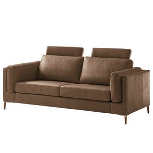 2,5-Sitzer Sofa COSO Classic+ Echtleder - Echtleder Taru: Nougat - Buche Dunkel