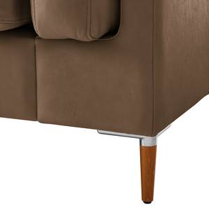 2,5-Sitzer Sofa COSO Classic+ Echtleder - Echtleder Taru: Nougat - Buche Dunkel