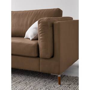 2,5-Sitzer Sofa COSO Classic+ Echtleder - Echtleder Taru: Nougat - Buche Dunkel