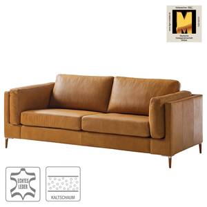 2,5-Sitzer Sofa COSO Classic+ Echtleder - Echtleder Taru: Hellbraun - Buche Dunkel