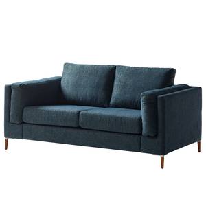 2-Sitzer Sofa COSO Classic+ Webstoff - Chenille Rufi: Blau - Buche Dunkel