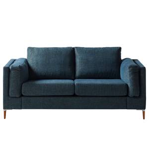 2-Sitzer Sofa COSO Classic+ Webstoff - Chenille Rufi: Blau - Buche Dunkel