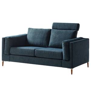 2-Sitzer Sofa COSO Classic+ Webstoff - Chenille Rufi: Blau - Buche Dunkel