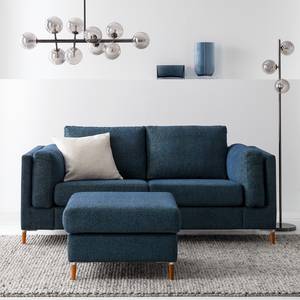 2-Sitzer Sofa COSO Classic+ Webstoff - Chenille Rufi: Blau - Buche Dunkel