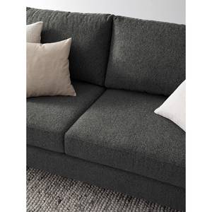 2-Sitzer Sofa COSO Classic+ Webstoff - Chenille Rufi: Anthrazit - Buche Dunkel