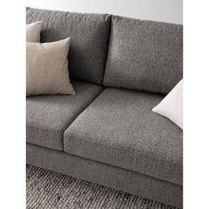 2-Sitzer Sofa COSO Classic+ Webstoff - Chenille Rufi: Grau - Buche Dunkel