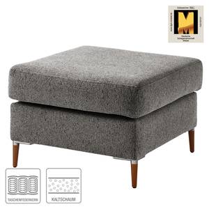 Repose-pieds COSO Classic+ Tissu - Tissu Chenille Rufi: Gris - Largeur : 64 cm - Hêtre foncé