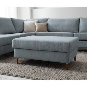 Repose-pieds COSO Classic+ Tissu - Tissu Inze: Gris bleu - Largeur : 95 cm - Hêtre foncé