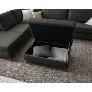 Gestoffeerde hocker COSO Classic+ geweven stof - Geweven stof Inze: Donkergrijs - Breedte: 95 cm - Donker beukenhout