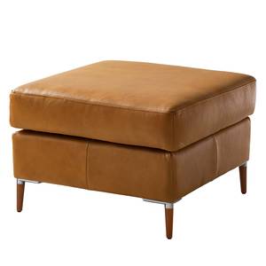 Gestoffeerde hocker COSO Classic+ echt leer - Leer Taru: Lichtbruin - Breedte: 64 cm - Donker beukenhout