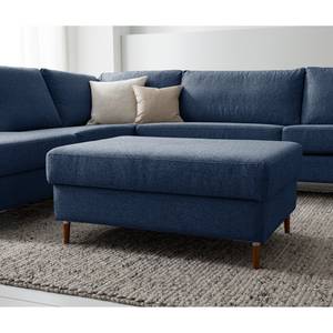 Gestoffeerde hocker COSO Classic+ geweven stof - Geweven stof Inze: Blauw - Breedte: 95 cm - Donker beukenhout