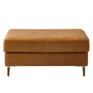 Gestoffeerde hocker COSO Classic+ echt leer - Leer Taru: Lichtbruin - Breedte: 95 cm - Donker beukenhout