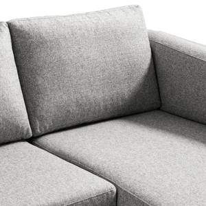 Ecksofa COSO Classic+ mit Longchair Webstoff - Webstoff Inze: Hellgrau - Breite: 246 cm - Longchair davorstehend rechts - Buche Dunkel