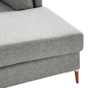 Ecksofa COSO Classic+ mit Longchair Webstoff - Webstoff Inze: Hellgrau - Breite: 246 cm - Longchair davorstehend rechts - Buche Dunkel