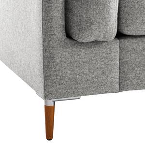 Ecksofa COSO Classic+ mit Longchair Webstoff - Webstoff Inze: Hellgrau - Breite: 246 cm - Longchair davorstehend rechts - Buche Dunkel