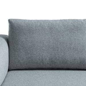 Ecksofa COSO Classic+ mit Longchair Webstoff - Webstoff Inze: Graublau - Breite: 246 cm - Longchair davorstehend rechts - Buche Dunkel